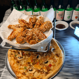 #3 Customer Favorite - 12” Medium Pizza, 12 Original Wings, Large Seasoned Fries