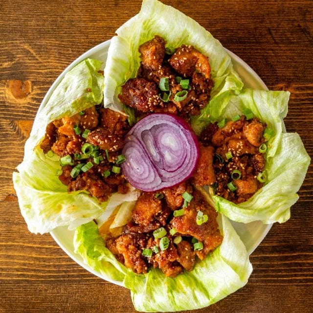 Angry Chicken Lettuce Wrap.