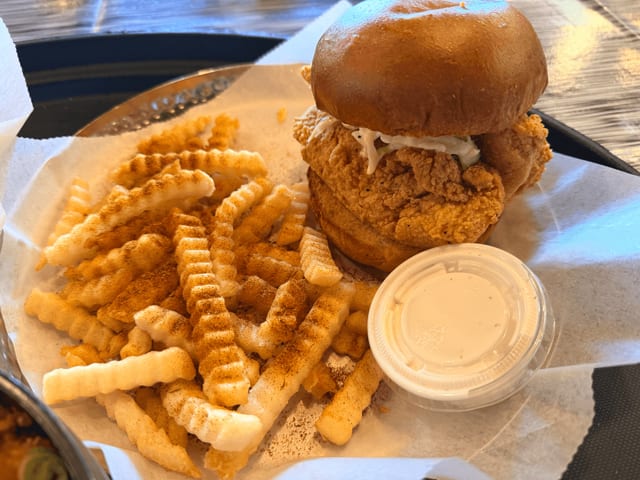 Chicken Burger and Fries.