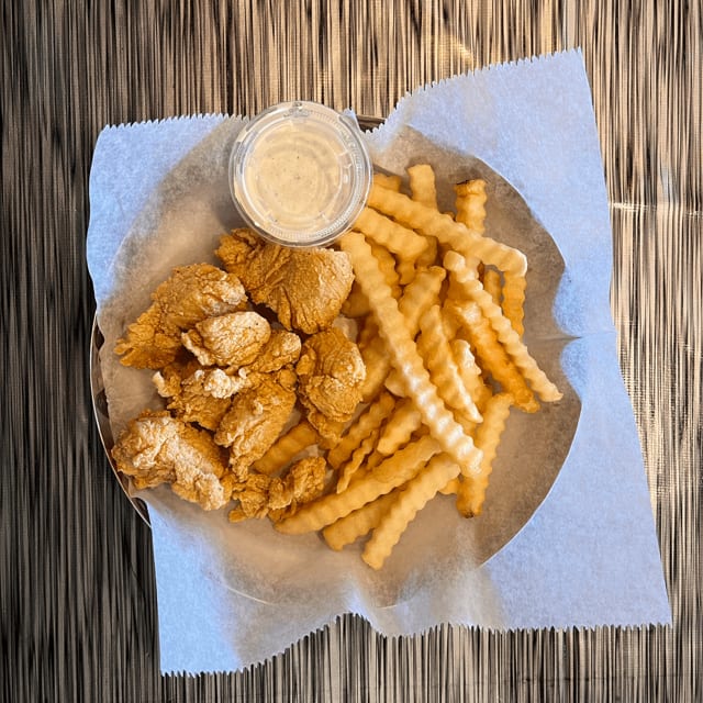 Lunch Boneless Fried Chicken and Fries.